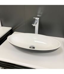 Adamant Раковина, умивальник ANDERE NEW, штучний камінь, овальна, без отвору дл