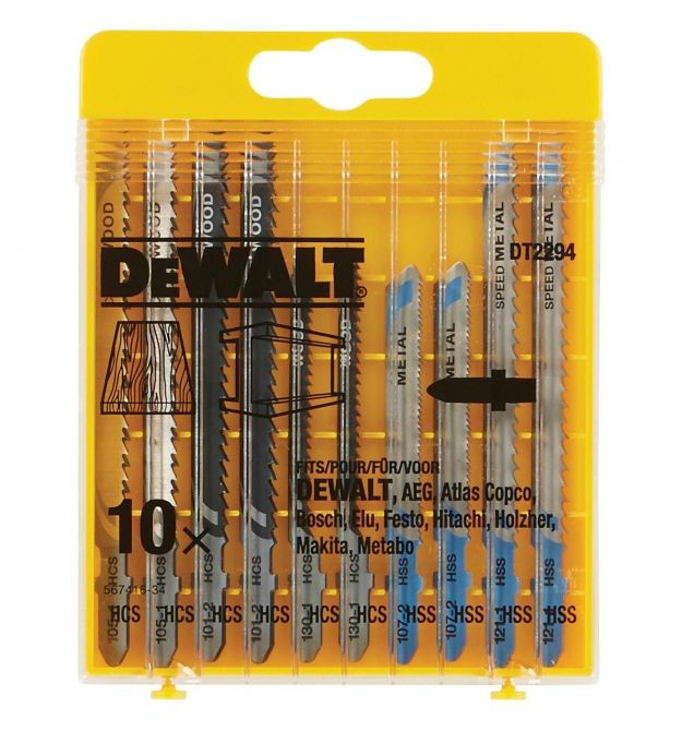 DeWALT Полотно пиляльне для електролобзика по дереву та металу, набір 10шт