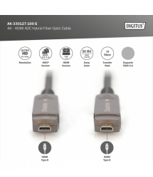 Digitus Кабель DIGITUS HDMI (M/M), 4K, AOC, 10м, чорний