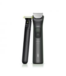 Philips Тример Series 9000, для обличчя, голови, тіла, акум., насадок-15, OneBlade в компл., сталь, сірий