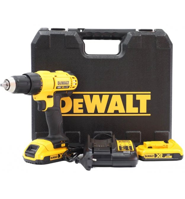 DeWALT drill/driver XR Li-Ion 18V battery 2x2A h 42Nm 450-1800rpm chuck 13mm ZP case 1.28kg