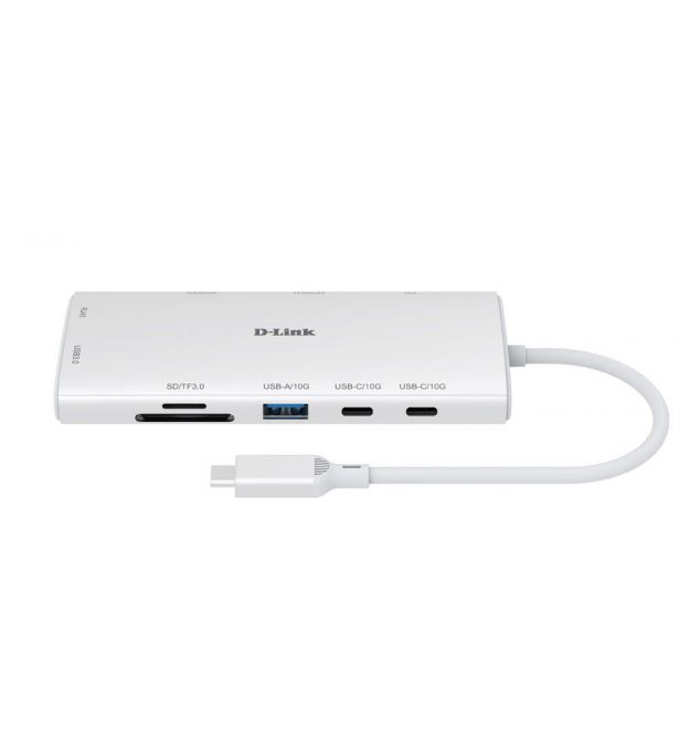 D-Link USB-С Хаб DUP-A01 10in1 2xHDMI, 1xGE, 2xUSB-C, 1xUSB-A 3.1, 1xUSB-A 3.0, 1xSD, 1xmicroSD, 1xUSB-C PD