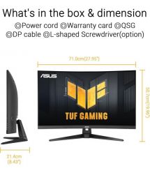 ASUS Монітор Asus 31.5" TUF Gaming VG32WQ3B 2xHDMI, DP, MM, VA, 2560x1440, 180Hz, 0.5ms, sRGB 120%, CURVED, AdaptiveSync, HDR10