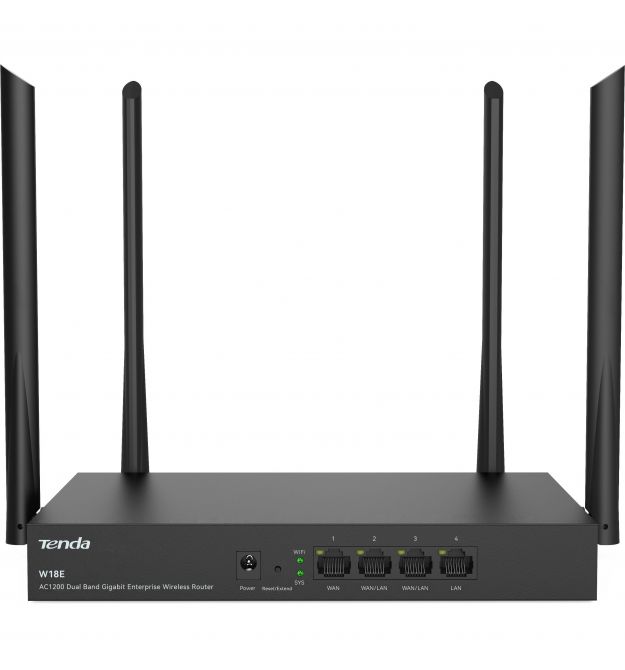 Tenda Маршрутизатор W18E Hotspot AC1200 4xGE (1xGE WAN, 2xGE LAN/WAN, 1xGE LAN)