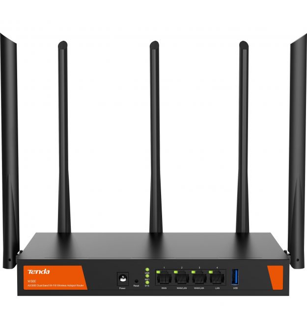 Tenda Маршрутизатор W30E Hotspot AX3000 4xGE (1xGE WAN, 2xGE LAN/WAN, 1xGE LAN)