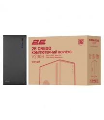2E Корпус 2E Credo V200B без БЖ, 2xUSB3.0, 1x80мм, VGA 250мм, mATX, чорний
