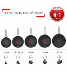 Tefal Сковорода з кришкою Day by Day, 20см, з кришкою, алюміній, бакеліт, скло, чорний