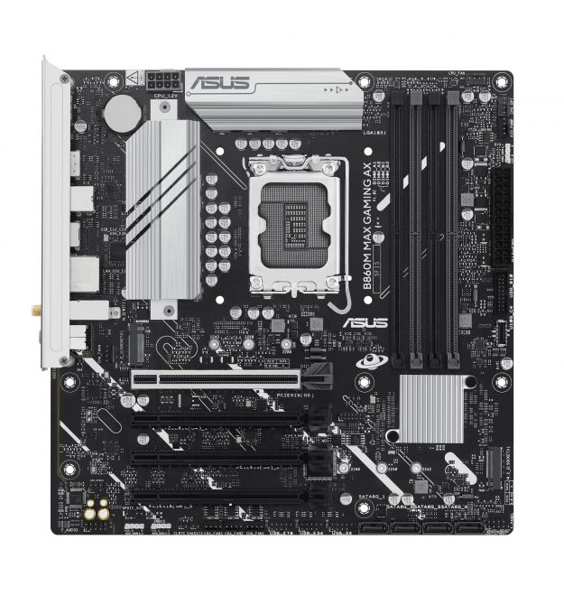ASUS Материнcька плата B860M MAX GAMING AX s1851 B860 4xDDR5 M.2 DP USB Type-C Wi-Fi BT mATX