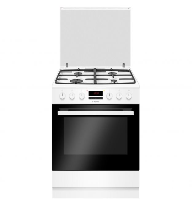 Hansa Плита комбінована, 60х60см, 65л, чавун, газ контр., дисплей, конвекція, білий