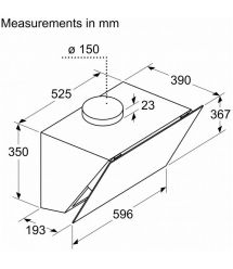 Siemens hood chimney, 60cm, 700 m.cub/h, black
