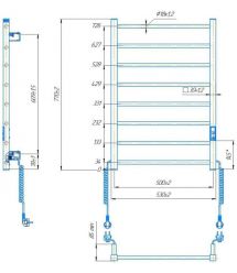 Hygge Family electric heated towel rail Leeds, 770x530x85mm, timer-regulator, steel, matte white