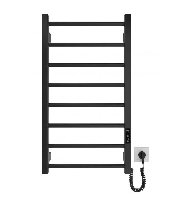 Hygge Family electric heated towel rail Leeds, 770x530x85mm, timer-regulator, steel, matte black