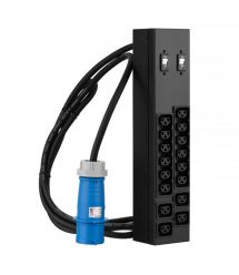 MIRSAN Пристрій розподілу електроживлення MXB, 2U, 16A, 1Ph, 16 гібридних розеток (C13-C19), чорний