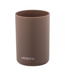 ARDESTO Набор для ванной комнаты Minimalism 360мл, 3 предмета, полипропилен, бамбук, тауп