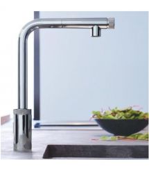 Grohe Vento Smart Control kitchen faucet, spout length - 199mm, swivel/pull-out, valve/button, chrome