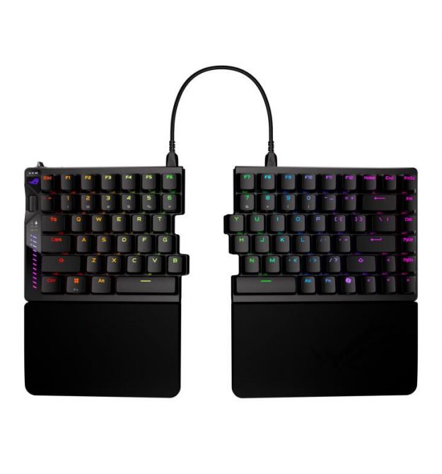 ASUS Keyboard mechanical ROG Falcata split, 83key, Magnetic Switch, USB-A/WL/BT, EN, RGB, black