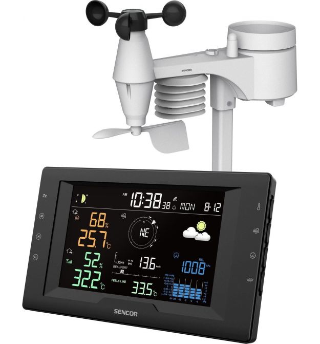Sencor meteorological station, in/out measurement, CR2032x1+AAx3, temperature, humidity, time, weather forecast, atm. pressure,