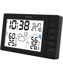 Sencor meteorological station, in/out measurement, AAx3+AAx2, temperature, humidity, time, weather forecast, black