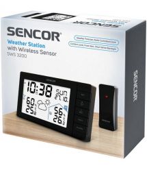 Sencor meteorological station, in/out measurement, AAx3+AAx2, temperature, humidity, time, weather forecast, black