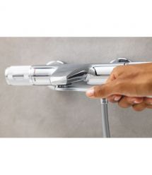 Grohe Shower set Vitalio Start System 250 with bathtub thermostatic mixer, shower head, hand shower, handle - on a slide bar, ch