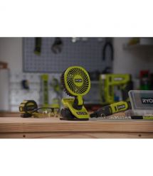 Ryobi Вентилятор аккумуляторный клипса USB Lithium RCF4-120G 4В 2А·ч 3800об·мин вращение 325° поворот 180° 2 скорости 0.29кг