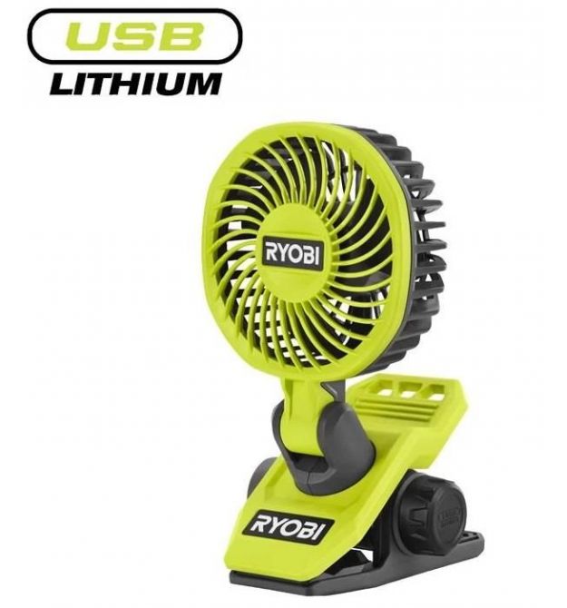 Ryobi Вентилятор аккумуляторный клипса USB Lithium RCF4-0 4В 3800об·мин вращение 32
