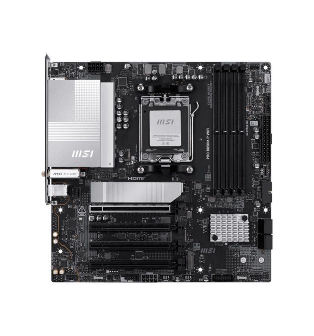 MSI Материнcкая плата PRO B850M-P WIFI sAM5 B850 4xDDR5 M.2 HDMI DP WiFi BT mATX
