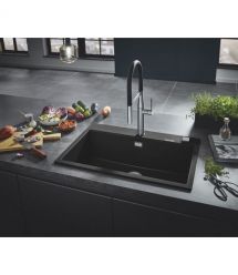 Grohe Смеситель для кухни Essence, длина излива - 240мм, поворотный/гибкий, 1рычаг, супер сталь.