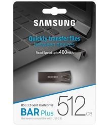 Samsung Накопитель Samsung 512GB USB 3.1 Type-A Bar Plus Серый