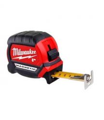 Milwaukee Рулетка Premium, 8мх27мм, с фиксатором сматывания, АБС-пластик, магнит