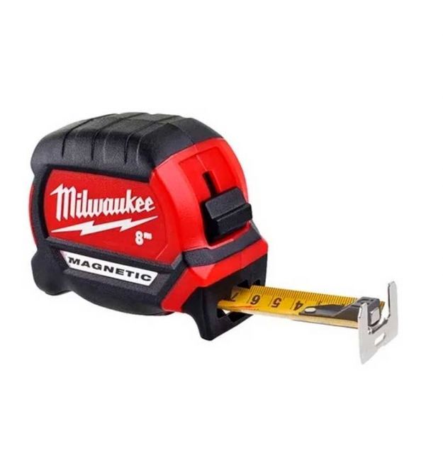 Milwaukee Рулетка Premium, 8мх27мм, с фиксатором сматывания, АБС-пластик, магнит