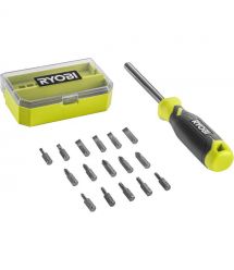 Ryobi Отвертка RHSDM1701, битодержатель 1/4", 100мм, 16 бит, SL,PH,PZ,Torx