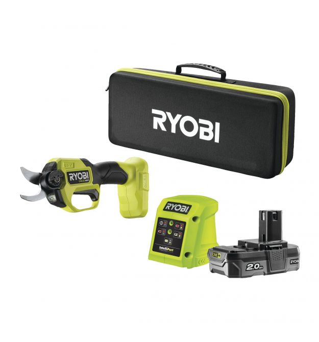 Ryobi Секатор аккумуляторный ONE+ HP RY18SCXA-120T 18В акб 1х2А·ч ЗУ d реза 28мм 0.83кг кейс