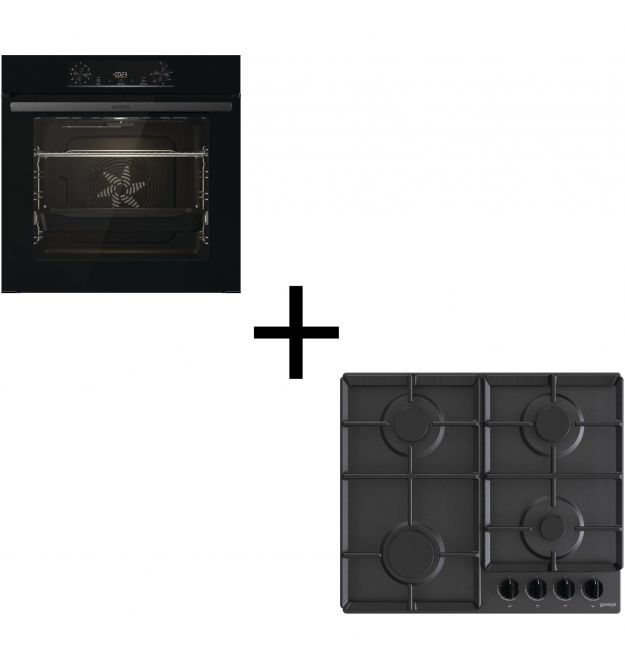 Gorenje Комплект (духовка электрическая BO6735E02BK + поверхность газовая G641EB), 740147, чорн