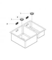 Grohe Мойка кухонная K700U нерж. сталь, прямоуг., без крыла, 595х450х200мм, чаша - 2, врезная, нерж