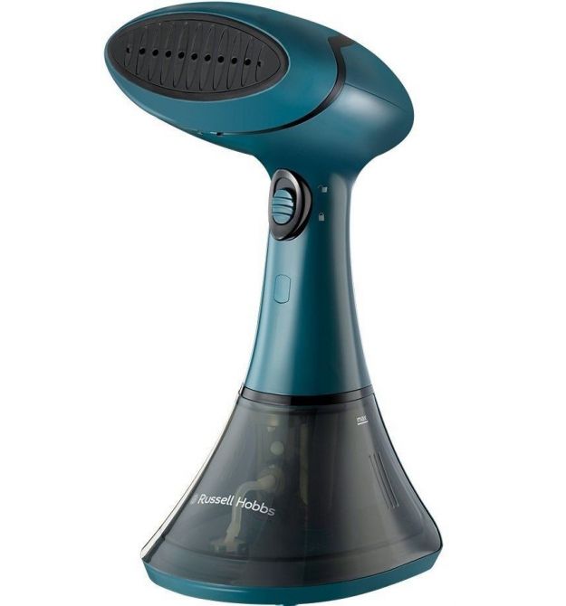 Russell Hobbs Отпариватель компактный Steam Genie, 1800Вт, 200мл, постоянный пар - 28гр, нерж. сталь, черно-бирюзовый