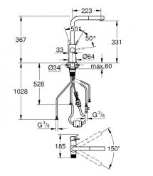 Grohe Комплект смесителя для кухни с выдвижным изливом Blue Pure Minta с фильтр