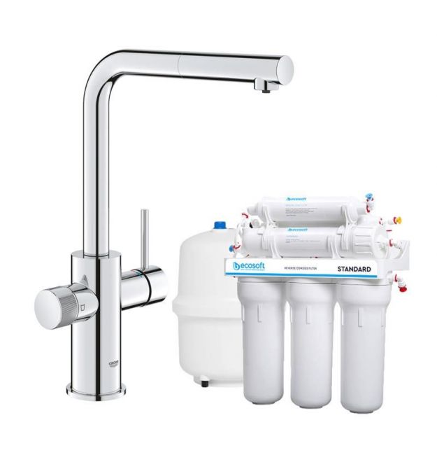 Grohe Комплект смесителя для кухни с выдвижным изливом Blue Pure Minta с фильтром обратного осмоса Ecosoft Standard (MO55030601)