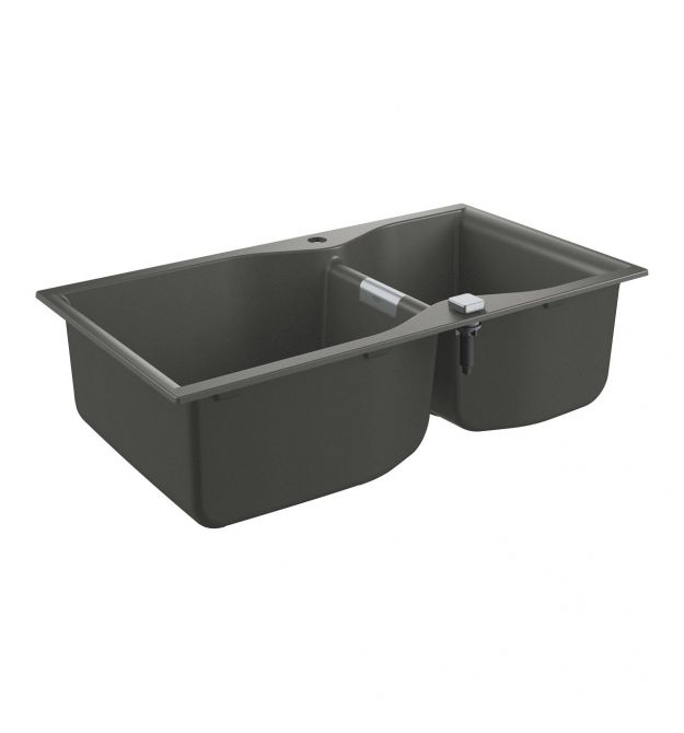 Grohe Мойка кухонная K700, гранит, прямоуг., без крыла, 838x560x241мм, чаша - 2, врезная, серый гранит