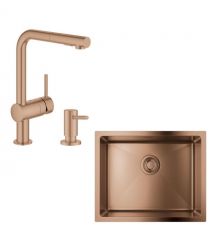 Grohe Набор для кухни K700U стальная мойка 31574DL1 + смес. 30274DL0 + дозатор 40535DL0, матовый теплый закат