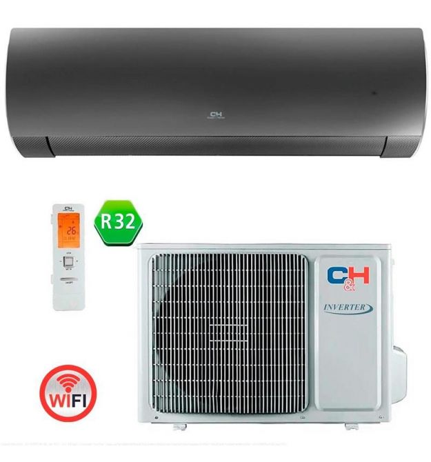 Cooper&Hunter Кондиционер Daytona CH-S24FTXD2-BL, 70 м2, инвертор, A++/A+++, до -25°С, Wi-Fi, R32, чёрный