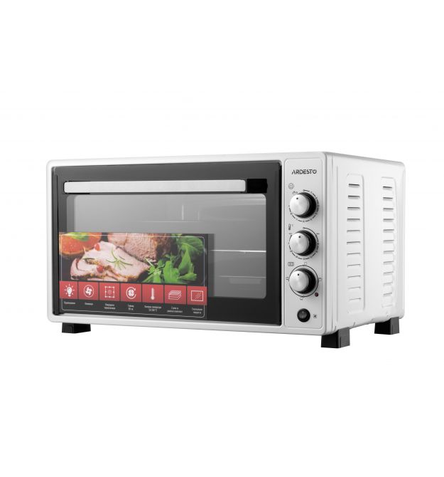 ARDESTO Электропечь 1700Вт, 52л, хром.тэны, таймер, подсветка, конвекция, двойн.стекло, белый