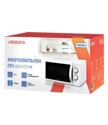 ARDESTO Микроволновая печь, 20л, мех. управл., 700Вт, откр.ручкой, белый