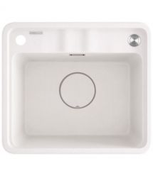 Deante Мойка кухонная Momi, гранит, квадрат, без крыла, 500х440х230мм, чаша - 1, врезная, алебастр + кухонная доска