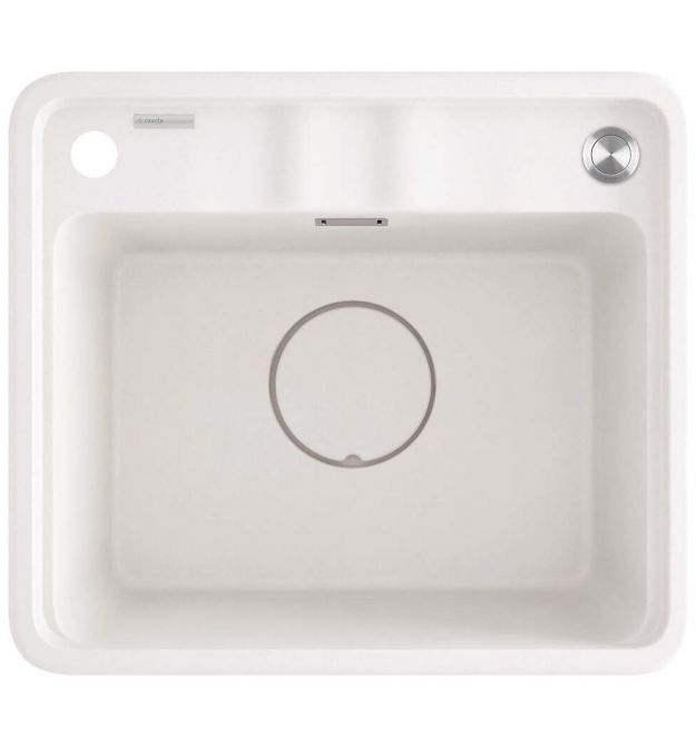 Deante Мойка кухонная Momi, гранит, квадрат, без крыла, 500х440х230мм, чаша - 1, врезная, алебастр + кухонная доска
