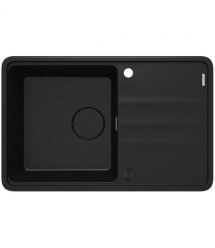 Deante Мойка кухонная Momi, гранит, прямоуг., с крылом, 780х500х230мм, чаша - 1, врезная, черный матовый + кухонная доска