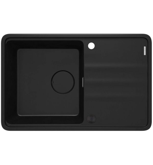 Deante Мойка кухонная Momi, гранит, прямоуг., с крылом, 780х500х230мм, чаша - 1, врезная, черный матовый + кухонная доска