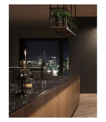 Deante Мойка кухонная Momi, гранит, прямоуг., с крылом, 780х500х230мм, чаша - 1, врезная, черный матовый + кухонная доска