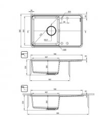Deante Мойка кухонная Momi, гранит, прямоуг., с крылом, 780х500х230мм, чаша - 1, врезная, черный матовый + кухонная доска