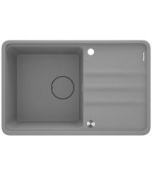 Deante Мойка кухонная Momi, гранит, прямоуг., с крылом, 780х500х230мм, чаша - 1, врезная, серый + кухонная доска